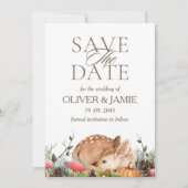 Rustieke Herfst Bos Bruiloft Save the Date (Voorkant)