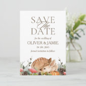 Rustieke Herfst Bos Bruiloft Save the Date (Staand voorkant)