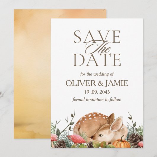 Rustieke Herfst Bos Bruiloft Save the Date (Voorkant / Achterkant)
