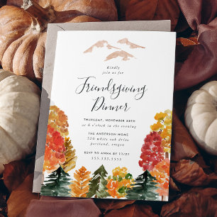 Rustieke herfst bos Friendsgiving diner Kaart