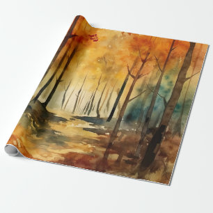 Rustieke herfst bos waterverf boom patroon cadeaupapier