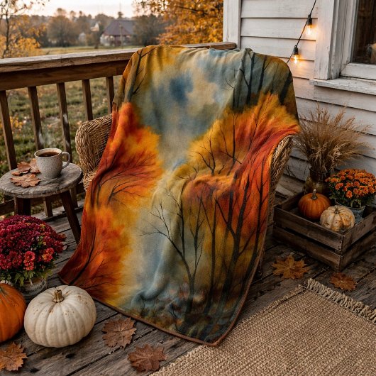 Rustieke herfst bos - Waterverf herfst Sherpa Deken