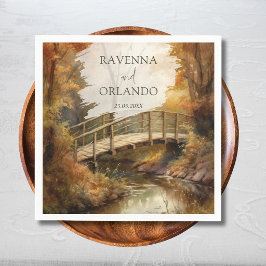 Rustieke herfst boslandschap brug herfst bruiloft servet