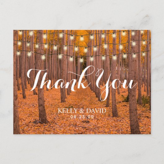 Rustieke Herfst Bossen Fall Wedding Dank u Briefkaart (Voorkant)