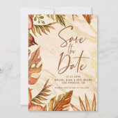 Rustieke Herfst Botanische Marmer Save the Date Ka Aankondiging (Voorkant)