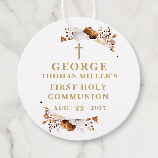 Rustieke Herfst Botanische Moderne Eerste Heilige  Bedankjes Labels (Voorkant)