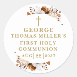 Rustieke Herfst Botanische Moderne Heilige Communi Ronde Sticker