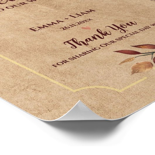 Rustieke Herfst Bourgondië Bloemen Welkom op onze Poster (Hoek)