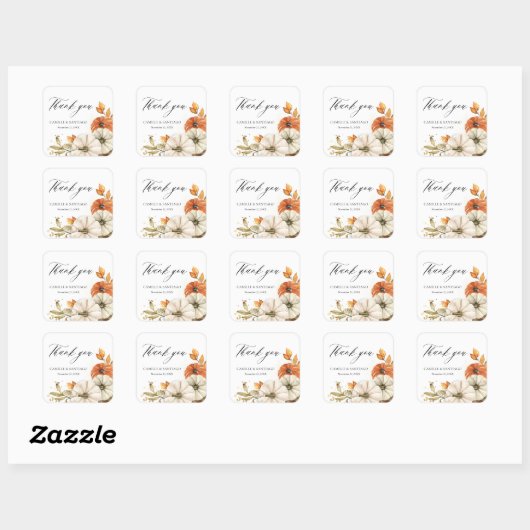 Rustieke herfst bruiloft Dank u Stickers (Vel)