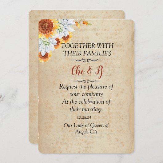 Rustieke herfst bruiloft Kaart uitnodiging (Voorkant / Achterkant)