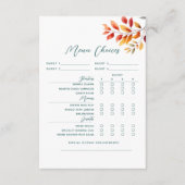 Rustieke herfst bruiloft menu keuze Kaart (Voorkant)
