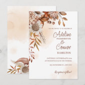 Rustieke herfst bruiloft met bloemenontwerp kaart (Voorkant / Achterkant)