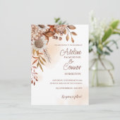 Rustieke herfst bruiloft met bloemenontwerp kaart (Staand voorkant)