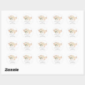 Rustieke herfst bruiloft met pompoen ronde sticker (Vel)