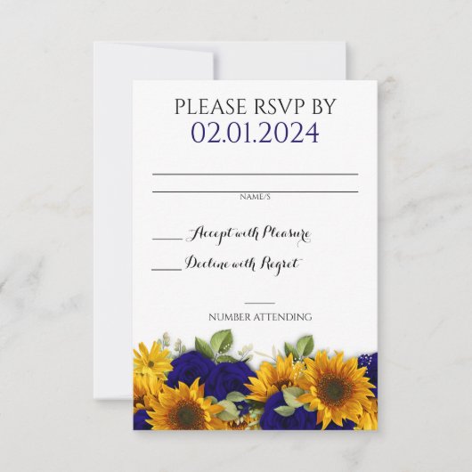 Rustieke herfst bruiloft Navy Rozen RSVP-kaart RSVP Kaartje (Voorkant)