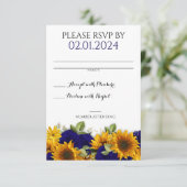 Rustieke herfst bruiloft Navy Rozen RSVP-kaart RSVP Kaartje (Staand voorkant)