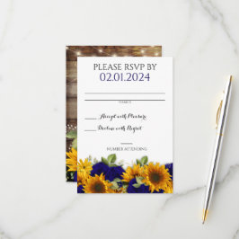 Rustieke herfst bruiloft Navy Rozen RSVP-kaart RSVP Kaartje