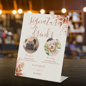 Rustieke herfst bruiloft Pet Dog Signature Drinken Reclamebord Met Voetstuk