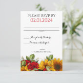 Rustieke herfst bruiloft rode rozen RSVP-kaart RSVP Kaartje (Staand voorkant)