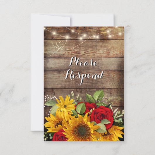 Rustieke herfst bruiloft rode rozen RSVP-kaart RSVP Kaartje (Achterkant)