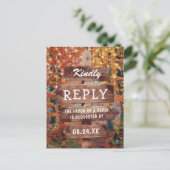 Rustieke herfst bruiloft RSVP in een herfstbos Uitnodiging Briefkaart (Staand voorkant)