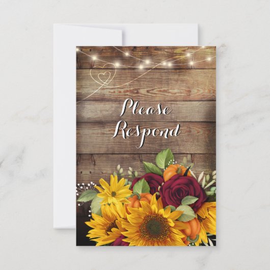 Rustieke herfst bruiloft RSVP-kaart RSVP Kaartje (Achterkant)
