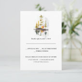 Rustieke herfst bruiloft RSVP | Waterverf dennenbo Aankondiging (Staand voorkant)