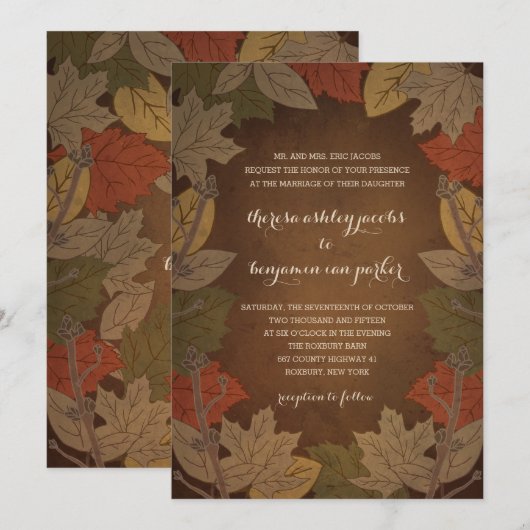 Rustieke herfst bruiloft uitnodigingen (Voorkant / Achterkant)