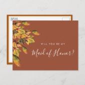 Rustieke herfst bruiloft zal je mijn bruidsmeisje uitnodiging briefkaart (Voorkant / Achterkant)