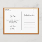 Rustieke herfst bruiloft zal je mijn bruidsmeisje uitnodiging briefkaart (Achterkant)