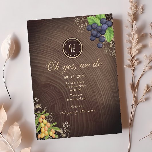 Rustieke herfst bruiloftsreceptie kaart