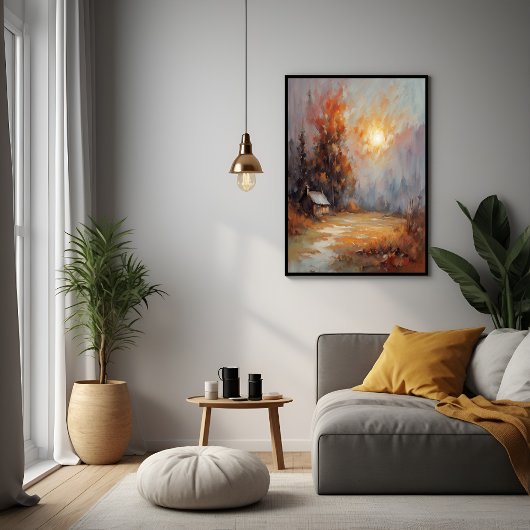 Rustieke Herfst Cabin Landschap Herfst Art Perfect Poster