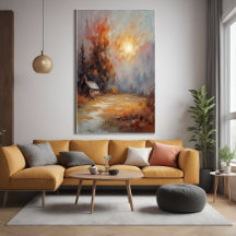 Rustieke Herfst Cabin Landschap Herfst Art