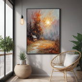 Rustieke Herfst Cabin Landschap Herfst Art Perfect Poster