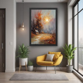 Rustieke Herfst Cabin Landschap Herfst Art Poster