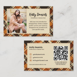 Rustieke Herfst Cottagecore Plaid Custom Photo Visitekaartje