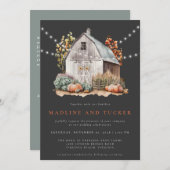 Rustieke Herfst Country Barn Lights All in One Wed Kaart (Voorkant / Achterkant)