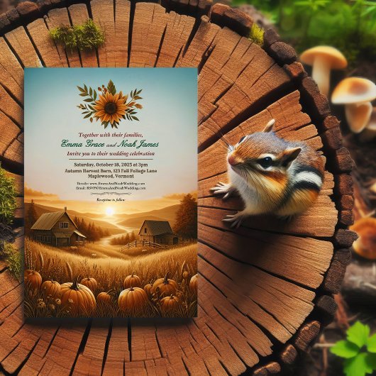 Rustieke herfst Countryside bruiloft uitnodiging