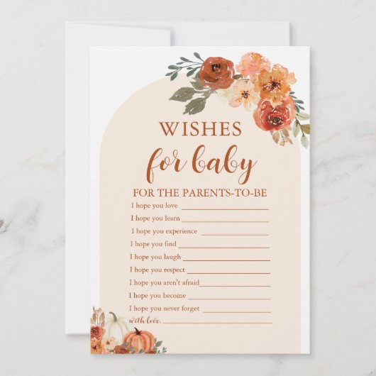 Rustieke Herfst Een Kleine Pompoen Wensen voor Bab Kaart (Voorkant)