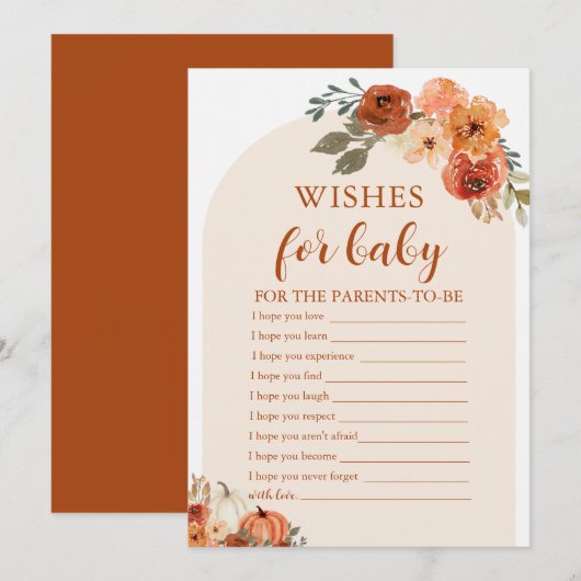 Rustieke Herfst Een Kleine Pompoen Wensen voor Bab Kaart (Voorkant / Achterkant)