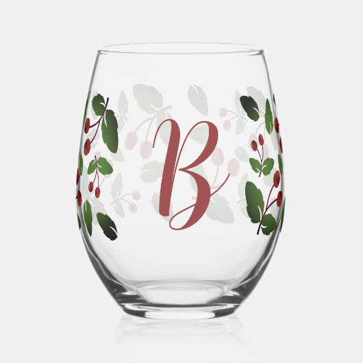 Rustieke Herfst eikels & eikenbladeren monogram Wijnglas Zonder Voet (Links)