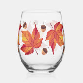 Rustieke Herfst Eikels & Rode Bladeren Foliage Wijnglas Zonder Voet (Achterkant)