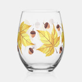 Rustieke Herfst eikels & Yellow Leaves Foliage Wijnglas Zonder Voet (Voorkant)