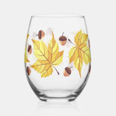 Rustieke Herfst eikels & Yellow Leaves Foliage Wijnglas Zonder Voet (Achterkant)