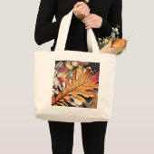 Rustieke herfst eikenblad sinaasappel bruin geel grote tote bag (Voorkant (product))