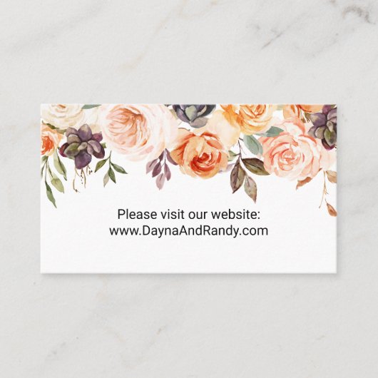 Rustieke herfst Elegant Bloemen Website invoegen K Visitekaartje (Voorkant)