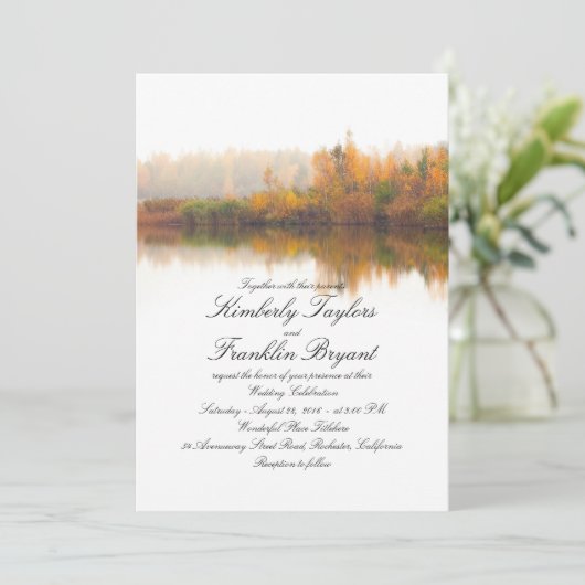 Rustieke Herfst Elegant en eenvoudige bruiloft Kaart (Staand voorkant)