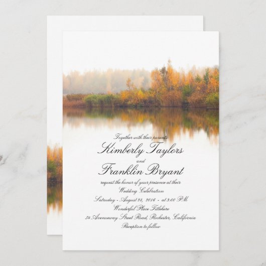 Rustieke Herfst Elegant en eenvoudige bruiloft Kaart (Voorkant / Achterkant)