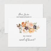 Rustieke herfst Elegant Floral Maid of Honor Uitnodiging Briefkaart (Voorkant / Achterkant)