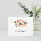 Rustieke herfst Elegant Floral Maid of Honor Uitnodiging Briefkaart (Staand voorkant)